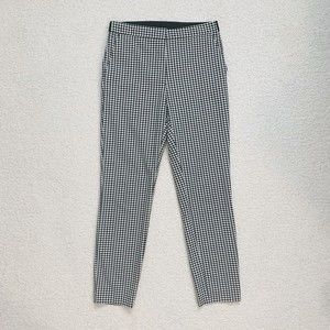 Zara Black White Gingham Pants Size Medium Buffalo Check Straight Leg Ankle